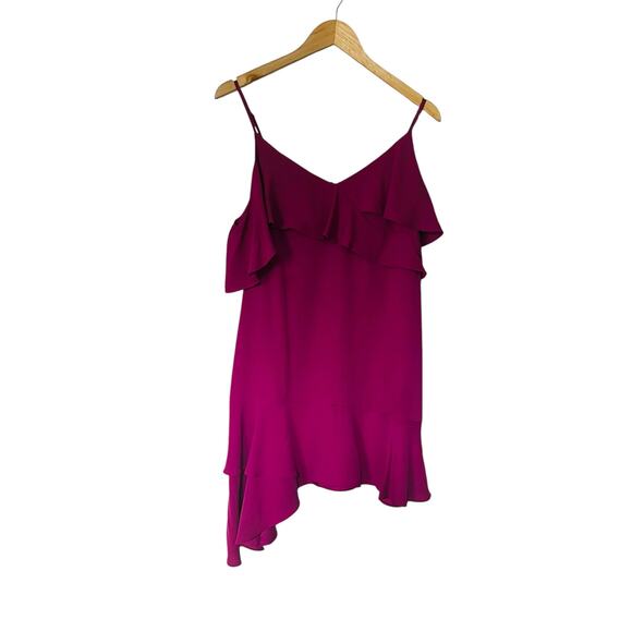 Bcbgmaxazria Pink Ruffle Asymmetrical Hem Dress Size 6 - Picture 2 of 7